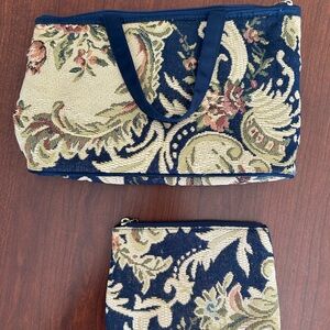 Floral Tapestry Tote and Pouch Set